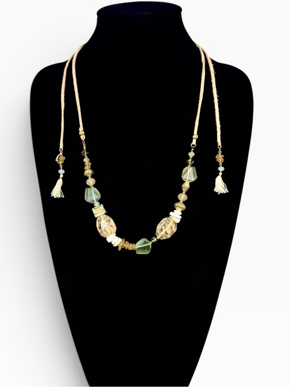J. Jill Adjustable Mixed Bead Suede Cord Statement Necklace